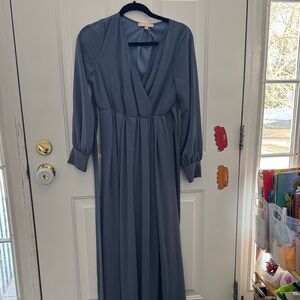 Elegant Blue Maternity Maxi Dress